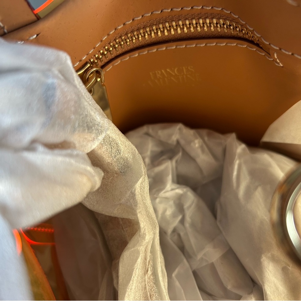Frances Valentine Transparent orange and Tan basket mini tote - crossbody strap - Picture 4 of 6